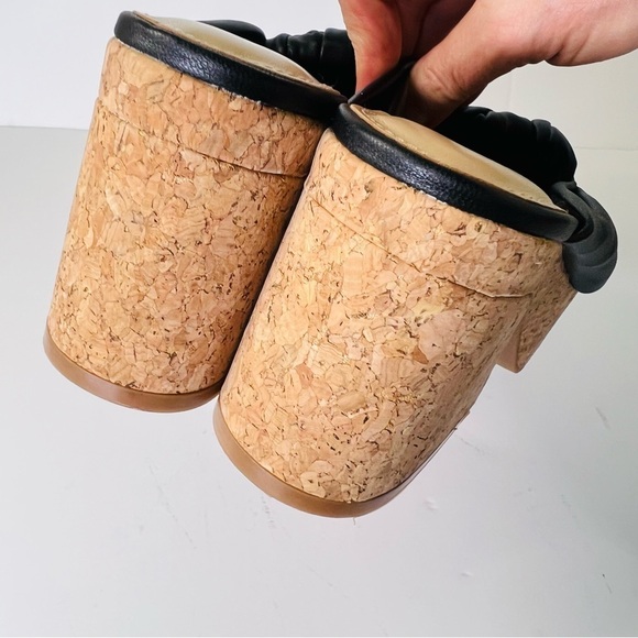 MARC FISHER CHUNKY CORK PLATFORM BOW SLIDE MULES BLACK SIZE 7.5 EUC - Picture 5 of 11